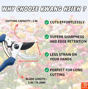 Kwang Hsieh 8 "classique sécateur manuel manche en aluminium lame en acier contournement ciseaux de jardin plante bricolage enduit de PTFE poignée antidérapante - Product Image 2