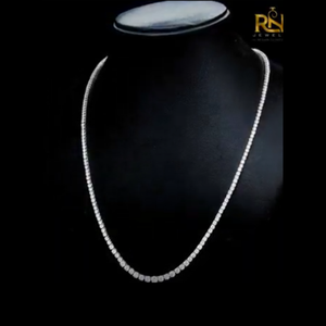 Collar de tenis con diamantes cultivados en laboratorio, corte brillante redondo, tipo Riviere graduado, en oro macizo de 9K, 14K, 18K, joyería fina - Product Image 3