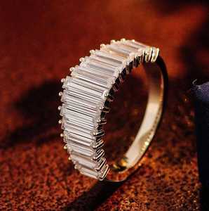 Anillo de media eternidad con corte baguette de moissanita, chapado en oro, plata 925 original, joyería fina para regalo de fiesta para amigos. - Product Image 2