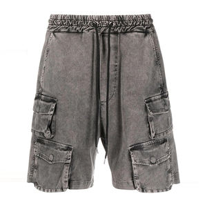 Shorts en jean cargo décontractés pour hommes, style vintage, coupe ample, 6 poches, avec cordon de serrage - Product Image 4