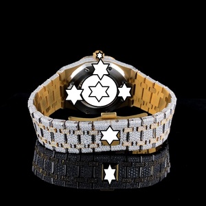 Montre automatique de luxe sportive en acier inoxydable avec bracelet entièrement serti de moissanite, trois montres hip-hop en moissanite - Product Image 4