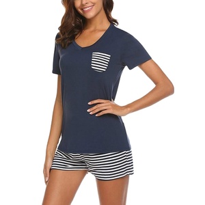 Conjunto de pijama corto estampado de algodón orgánico 100% para mujer, camiseta informal clásica, tela de punto, seda, Primavera/Verano/otoño - Product Image 3