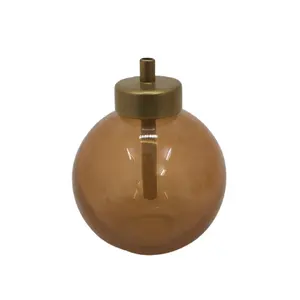 Nieuwste Ontwerp Luxe Rook Bruin Kleur Glas En Ijzer Decoratieve Olie Lamp Nieuwe Aankomst Olie Lamp