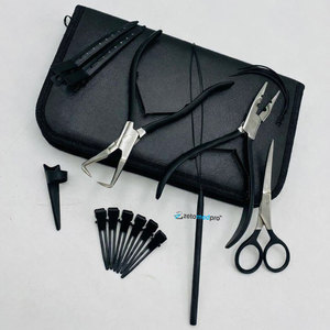 Kit de Herramientas de Acero Inoxidable de Grado Quirúrgico para Aplicación y Remoción de Micro Anillos, Color Negro Mate, Reutilizable, para Extensiones de Cabello - Product Image 1