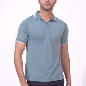 เสื้อโปโลแขนสั้นสีพื้นสำหรับผู้ชาย ผ้าถักลำลอง 100% ผ้าฝ้าย ใส่สบายในฤดูร้อน - Product Image 1