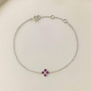 Pulsera con Dijes de Amatista en Plata de Ley 925, Cadena de la Paz, Regalo de Aniversario de Lujo para Mujer - Product Image 3
