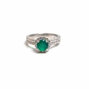 Anillo de Compromiso de Plata de Ley con Ónix Verde, Anillo de Piedras Preciosas de Lujo Hecho a Mano con Engaste de Puntas, Joyería Certificada para Fiestas - Product Image 3