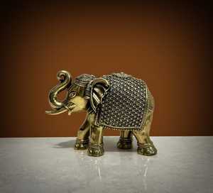 Figurine d'éléphant en laiton artisanale (unitaire) – Finition antique – Statue décorative d'éléphant pour la maison et le bureau - Product Image 3