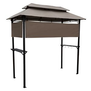 Gazebo con griglia 8x4 piedi in tessuto a fungo con tettoia morbida e Pergola con telaio in acciaio con gancio e banconi Bar - Product Image 3
