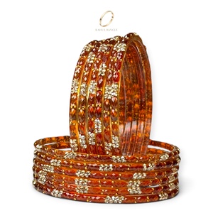 Collection Export : Bracelets en Verre Décoratifs Goutte de Pluie Cachemiri pour Femme, Plaqué Or, Zircon, pour Mariage, Importateurs de Mode - Product Image 4