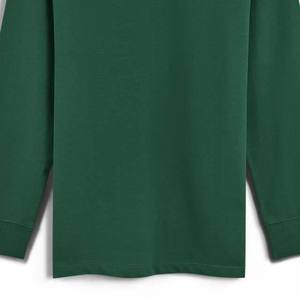 Chemises polo à manches longues sur mesure, couleur vert foncé, en coton lourd et molletonné, coupe décontractée, ourlet côtelé, style rugby, pour usage d'équipe - Product Image 5