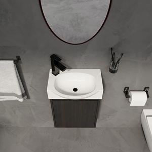 Mobile Bagno Moderno da 16 Pollici per Spazi Ristretti, Set Lavabo Nero con Praticità ed Eleganza - Product Image 4