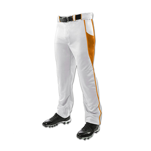 Uniforme de Béisbol Personalizado para Hombre, Camiseta Dorada con Cuello en V, Pantalones Blancos con Franja Naranja, Poliéster Sublimado, para Todas las Temporadas - Product Image 3