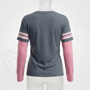 T-shirt 2-en-1 surdimensionné à manches longues pour homme, 100 % coton, couleur personnalisée, style vintage, double couche, mode été - Product Image 2