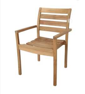 Silla apilable de madera de teca para jardín, muebles de patio, muebles de exterior, silla apilable con respaldo de paneles. - Product Image 2