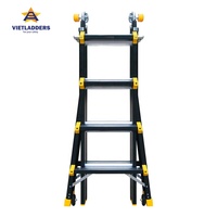 Échelle à marches en aluminium VIETLADDERS, 4 marches, 6 pieds, pliable avec roues, verrouillage manuel, usage domestique, EN131