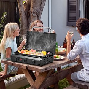 3-Burner Flat Top Gas Griddle Station-30,000 BTU Propane Ceramic Coated <b>Cast</b> Iron <b>Pan</b> - Product Image 6