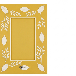 Cadre photo en os incrusté de fleurs Luna, finition jaune |   Cadre photo décoratif fait main - Product Image 3
