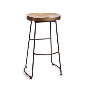 Taburete de Madera Refinada con Superficie de Madera Lisa y Base de Hierro Estable para Uso Diario - Product Image 2