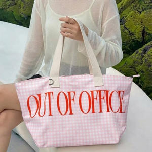 Sac fourre-tout géométrique en toile avec bandoulière en sangle PP, fermeture éclair, grande capacité pour usage quotidien et festif - Product Image 4