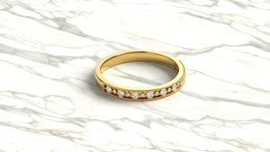 Anillo de Oro Vintage de 18K con Diamantes Pavé, Banda Eternity con Micro Diamantes de Corte Redondo, Anillo de Boda, Joyería Fina para Mujer - Product Image 3