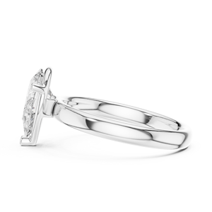 Bague de fiançailles élégante en argent 92,5 pour femme, avec diamant de laboratoire en forme de poire, or blanc, bijoux fins sur mesure - Product Image 4