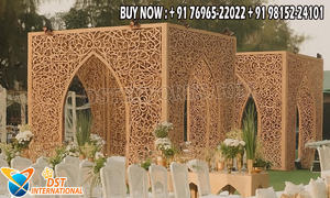 Mandap de mariage intérieur moderne avec dôme, le plus vendu, en miroir blanc et argenté. Achetez un nouveau mandap en cristal pour événements aux États-Unis. - Product Image 6