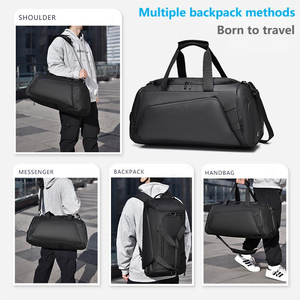 Sac de sport unisexe en nylon noir avec fermeture éclair, capacité 30-40L, doublure en polyester, imperméable, sac de voyage décontracté pour le sport - Product Image 3