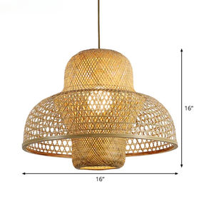 Suspension moderne en bambou pour chambre à coucher Lustre de plafond en rotin Luminaire suspendu tissé pour salon - Product Image 4