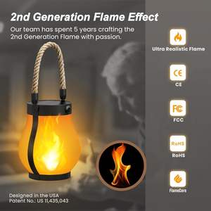 Lampes solaires Hompavo Gen2 à double charge (USB/solaire), étanches, à flamme vacillante réaliste, 2 modes d'éclairage, pour jardin - Product Image 2