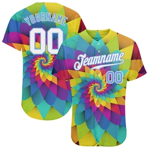 Wholesale Best Selling OMMIZ INDUSTRY Custom Purple White-<b>Light</b> Blue 3D Pattern Design <b>Rainbow</b> Spiral Authentic Baseball Jersey - Product Image 1