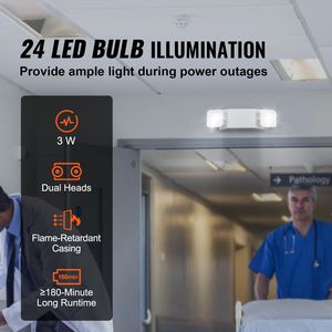 6 Pack Commercial 3W White LED <b>Emergency</b> Exit Lighting Fixtures 180 Minutes Backup Battery Adjustable <b>Emergency</b> <b>Lights</b> - Product Image 2