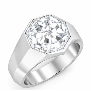 Anillo de Diamante Cultivado en Laboratorio de 8.00 Quilates, Forma Octogonal, en Platino 950, Anillo de Diamante de Gran Tamaño, Anillo de Lujo Único - Product Image 1