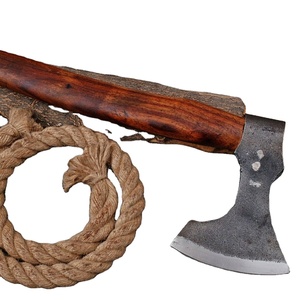 Handmade <b>Axe</b> Carbon Steel Blade Wood <b>Handle</b> With Leather Sheath Outdoor Knife - Product Image 1