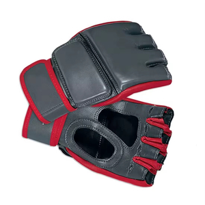Guantes de MMA Rahsal Industries RI-MMG-01, Medios Dedos, de Cuero, Unisex, con Cierre, Rojo y Negro, para Entrenamiento de Artes Marciales y Kick Boxing - Product Image 2