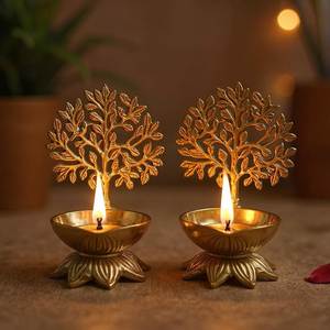 Quemador de incienso de latón artesanal para Diwali, decoración de mesa con forma de árbol, adorno para ceremonias religiosas y festivales en el hogar, con placa posterior de metal creativo. - Product Image 5