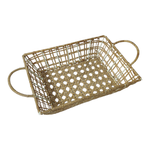 Cesta de pícnic de mimbre natural rectangular hecha a mano de mimbre tejido al por mayor con asas para frutas exhibición de flores cocina de mesa - Product Image 1