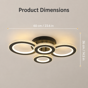 Plafonnier LED moderne à intensité variable avec télécommande, surface en fer acrylique tricolore, pour salon, chambre à coucher, 40W - Product Image 2