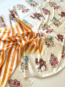 Sari traditionnel pour femme, texture douce et confortable, élégant et fluide, imprimé numérique, soie satinée premium unie - Product Image 6