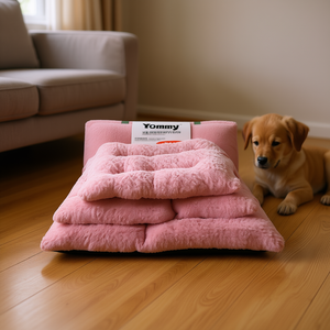 Yommy Pet <b>Bed</b> Pink Plush Dog Mat Set S M L Size Soft <b>Cushion</b> for Dogs - Product Image 3