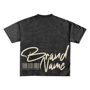 ผู้ผลิตเสื้อผ้า เสื้อยืดลำลองผ้าฝ้าย 100% พิมพ์ลายแบบรีดร้อน สีซีดแบบฟอกกรด กางเกงขาสั้น 2 ชิ้น สำหรับผู้ชาย - Product Image 2