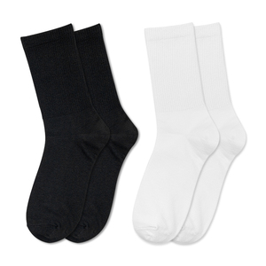 Chaussettes pour hommes, noires et blanches, en coton tricoté, respirantes, pour un usage quotidien, style classique, saison automne, service OEM/ODM, plusieurs styles - Product Image 2