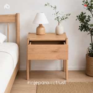<b>Minimalist</b> Solid Wood <b>Bedside</b> <b>Table</b> with Drawer Scandinavian Modern Nightstand for Bedroom Hotel Home Furniture - Product Image 2