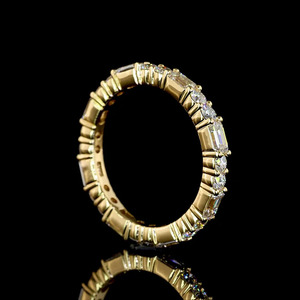 Anillo de Eternidad con Diamantes Cultivados en Laboratorio, Corte Redondo y Esmeralda, Oro 10K 14K 18K, Plata 925 935, Joyería Fina de Lujo para Aniversario de Bodas - Product Image 3