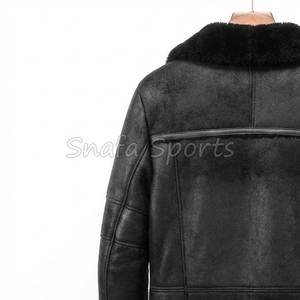 Vestes en cuir pour hommes, en cuir de mouton véritable vieilli, avec doublure en sherpa et fausse fourrure, design personnalisé - Product Image 6