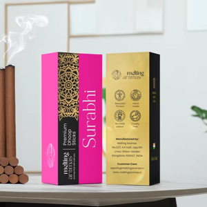 Bâtonnets d'encens indiens SURABHI PREMIUM en poudre de bois, 100% naturels, biologiques et écologiques, pour usage religieux (sans Dhoop) - Product Image 1