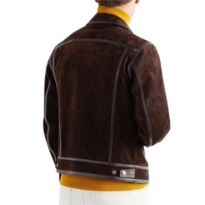 <b>Suede</b> Cowboy Unisex Leather <b>Jacket</b> Stand Collar Winter Care Master High Quality. - Product Image 6