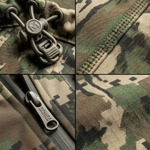 Wholesale Custom Summer <b>Waterproof</b> Silent Softshell Hunting <b>Jacket</b> Mens Insulated <b>Camo</b> Windproof Outdoor Tactical Nylon Front - Product Image 5