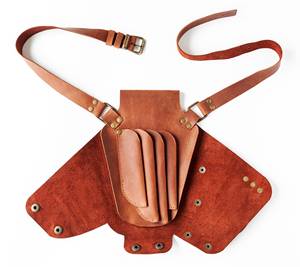 Funda de Cuero Genuino para Tijeras de Barbero, Bolsa Profesional para Herramientas de Estilista con Diseño de Múltiples Bolsillos LBSH-0014 - Product Image 2
