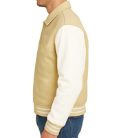 Blouson universitaire personnalisé pour homme – Qualité supérieure, style baseball, corps en laine, manches en cuir, patchs brodés, col montant, idéal pour l'hiver